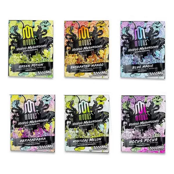 Modus Voodoo mushrooms gummies 3000mg 5ct in box available at Exotic Smoke And Vape in McKinney TX